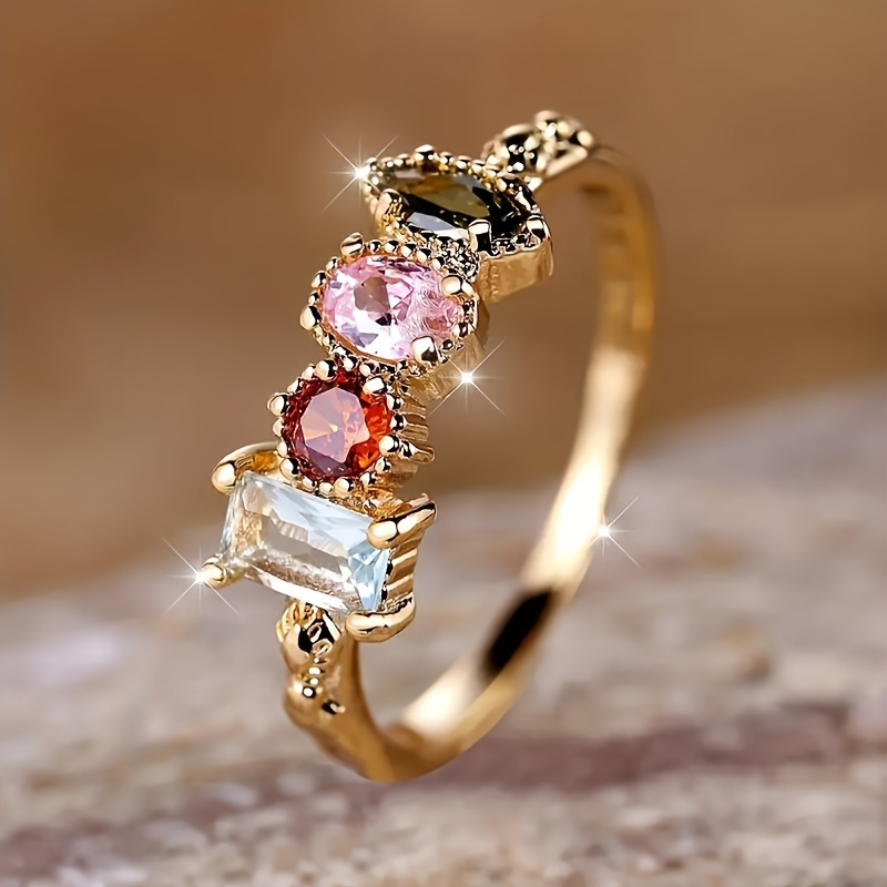Women's Zirconia April Birthstone Ring, Copper Base Fine Band